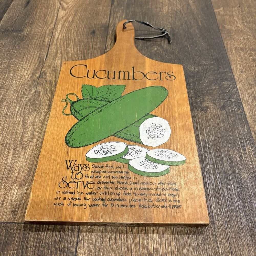 Vintage Cucumber Wood Cutting Board Farmhouse Kitchen Decor Rustic Wall Hanging